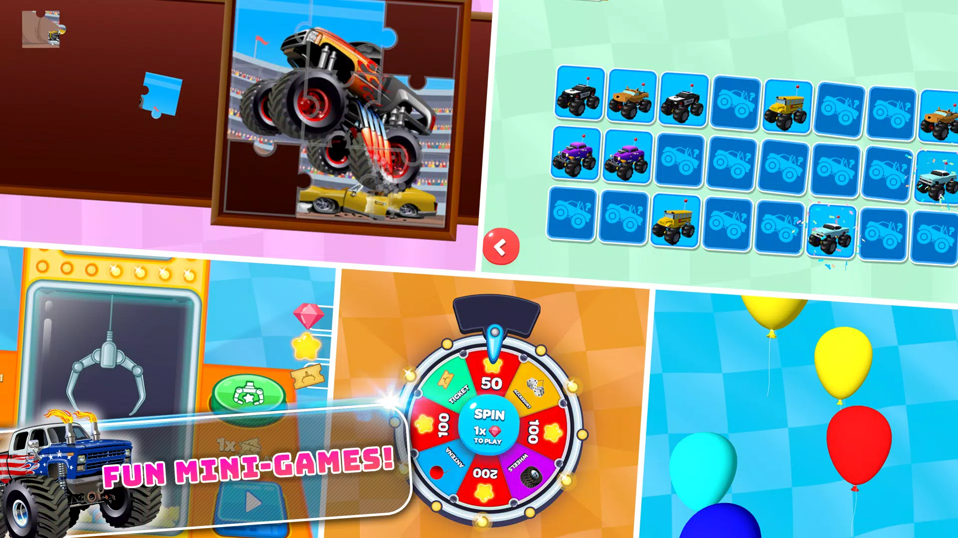 Monster Trucks Kids Race Game Captura de tela 3