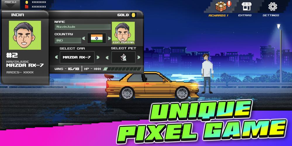 Pixel Car: Reckless Racer 螢幕截圖 1