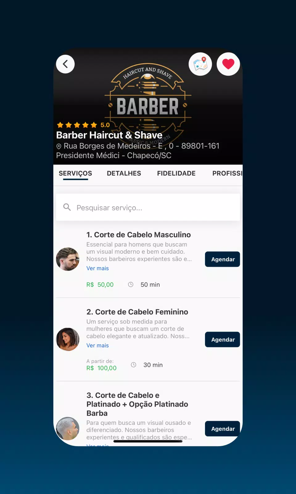 Schermata AppBarber: Cliente 2