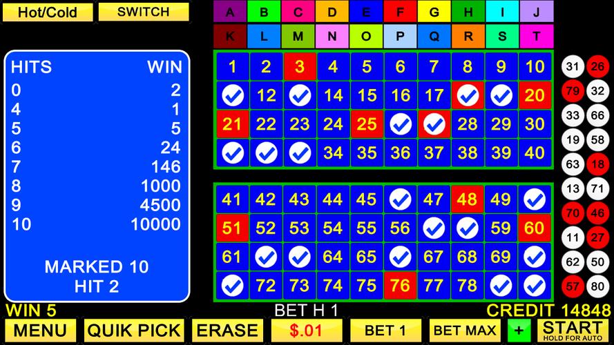 Keno 20 Card Screenshot 3