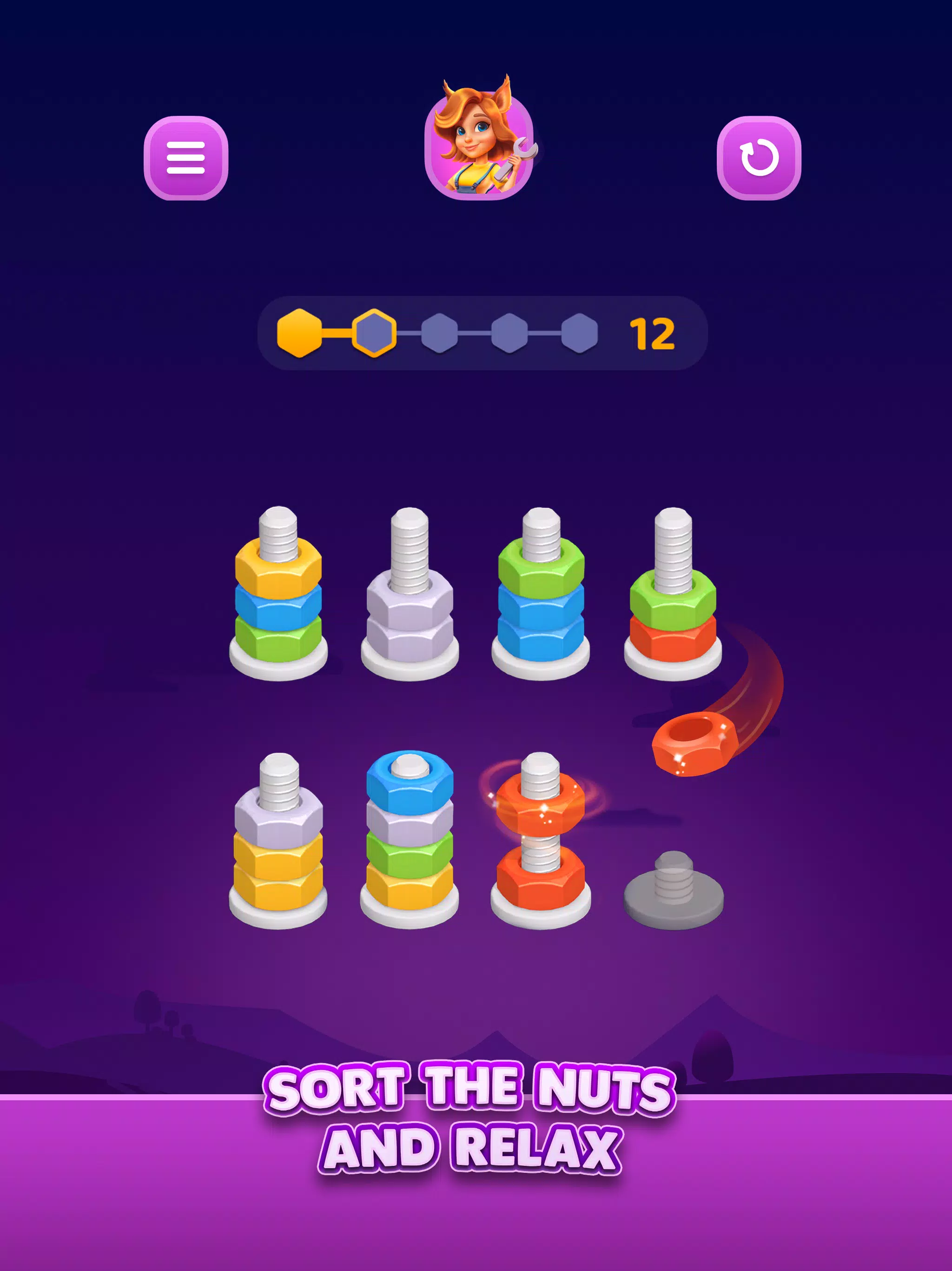 Nut Sort: Color Sorting Game 螢幕截圖 1