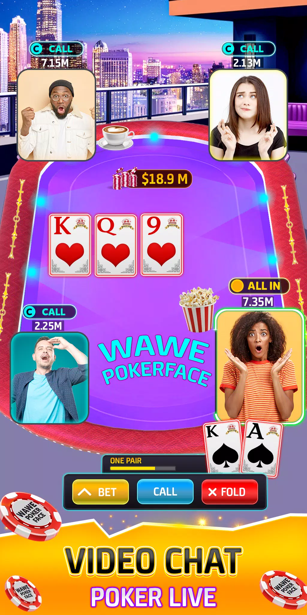 Wawe Poker Face - Holdem Poker Captura de pantalla 2