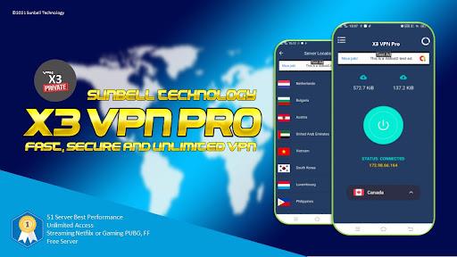 X3 VPN Pro - Fast , Secure & Unlimited VPN Captura de pantalla 0