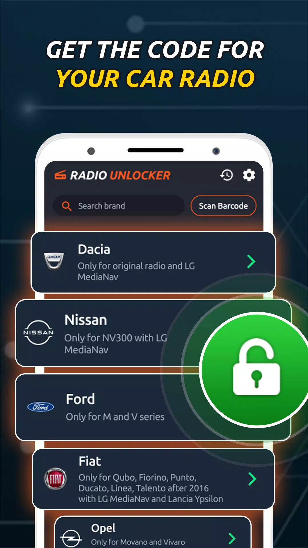 Radio Code Generator Unlocker Captura de tela 1