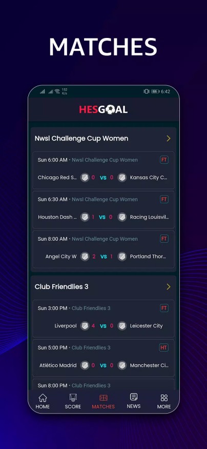 HesGoal - Live Football TV HD 螢幕截圖 1