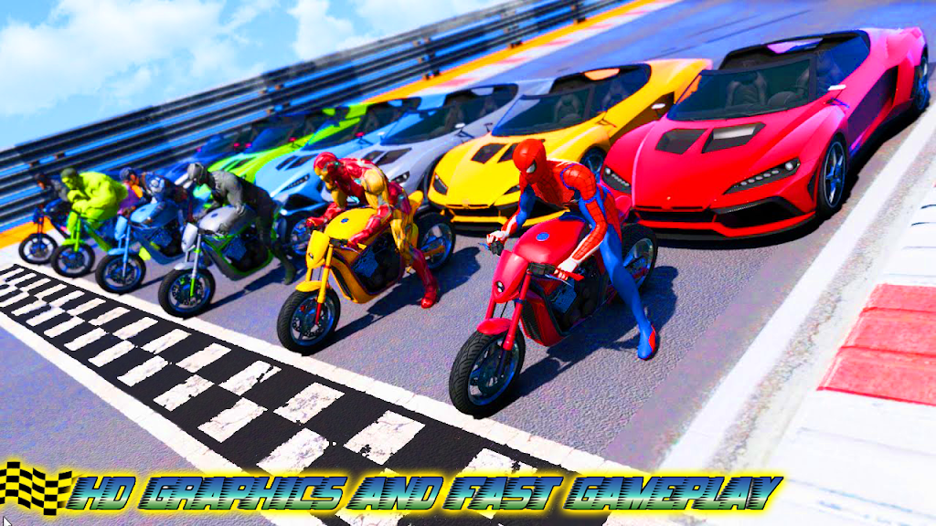 Superhero Bike Stunt Games 3D Ekran Görüntüsü 1