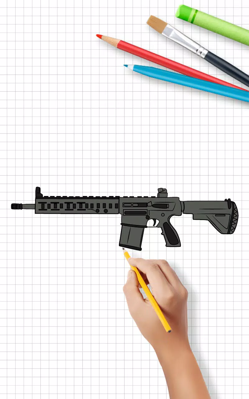 How to draw weapons step by st Tangkapan skrin 3