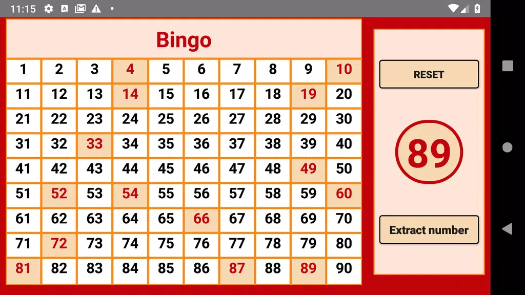 Bingo - numbers extractor - 90 numbers 螢幕截圖 1