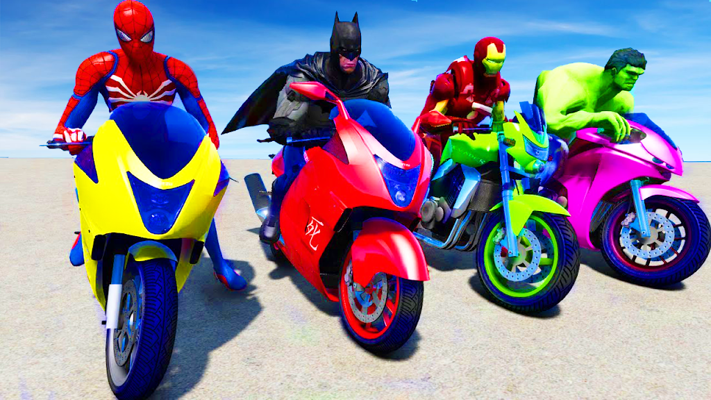 Superhero Bike Stunt Games 3D Ekran Görüntüsü 0