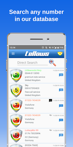 tellows – 発信者IDと着信拒否 スクリーンショット 1
