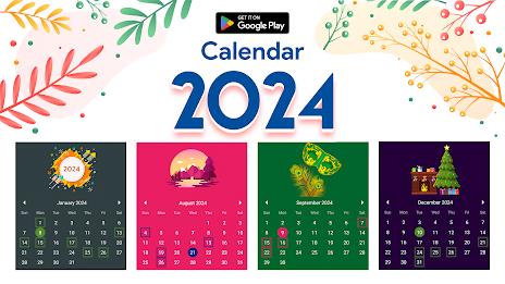 Calendar 2024 :Diary, Holidays 螢幕截圖 0