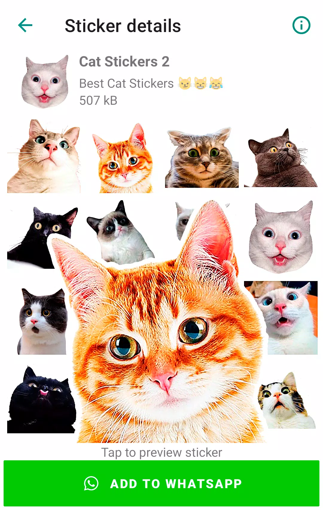 Schermata Cute Cat Stickers for WhatsApp 1